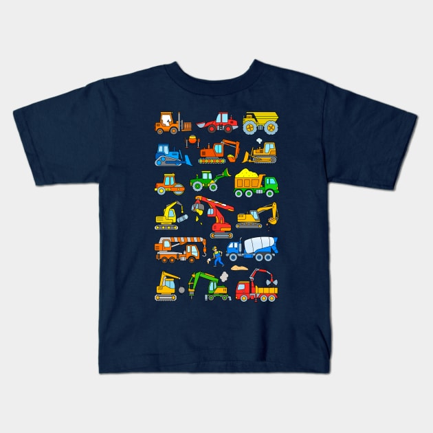 Construction Truck Excavator Kids T-Shirt by samshirts